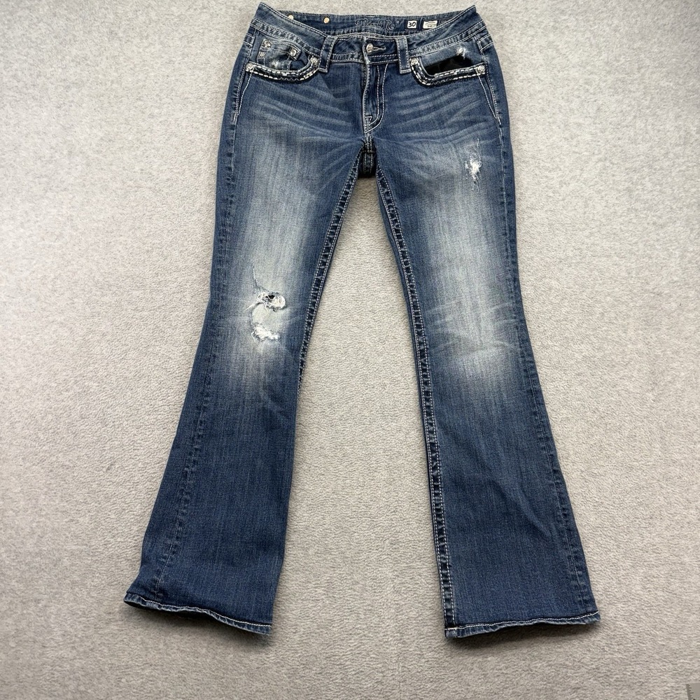 Y2K Miss Me Signature Rise Boot Stretch Jean Size 30 Embellished Embroidered‎